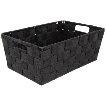 Mand silk ribbon groot zwart 38x26x18 cm