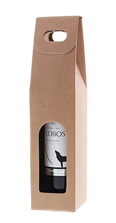 Wijn draagdoos 1-fles 90x90x385mm Kraft
