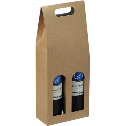Wijn draagdoos 2-fles 183x90x445mm Natura