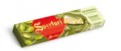 Sperlari Torrone Tenero Mandorla e Pisatcchio ricoperto al gusto Pistacchio 200g