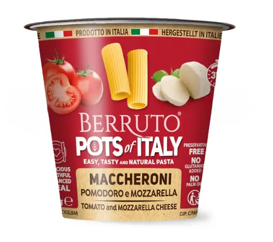 Berruto Pots of Italy Maccheroncini Pomodoro E Mozzarella 70g