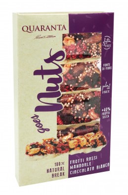Quaranta Nuts Frutti Rossi, Mandorle, Cioccolato Bianco 30x4