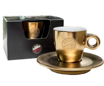 [vermer70010c] Vergnano Tazza + Piatto Espresso Gold Regalo