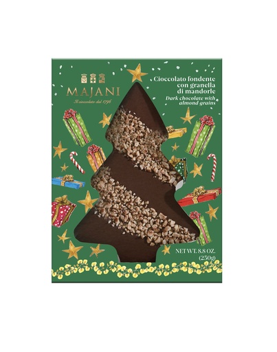 [maj3155/24] Majani Christmas Tree tablet Cioccolato Fondente con Mandorle 250g