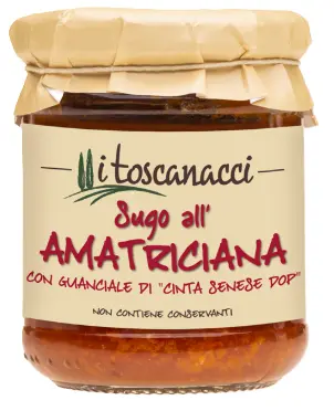 [tossuvv485] Toscanacci Sugo All'Amatriciana Con Guanciale Di "Cinta Senese Dop" 180g