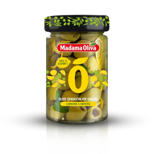 [madoSP1LM014J] Madama Oliva Denocciolate Greche Limone e Menta 327ml